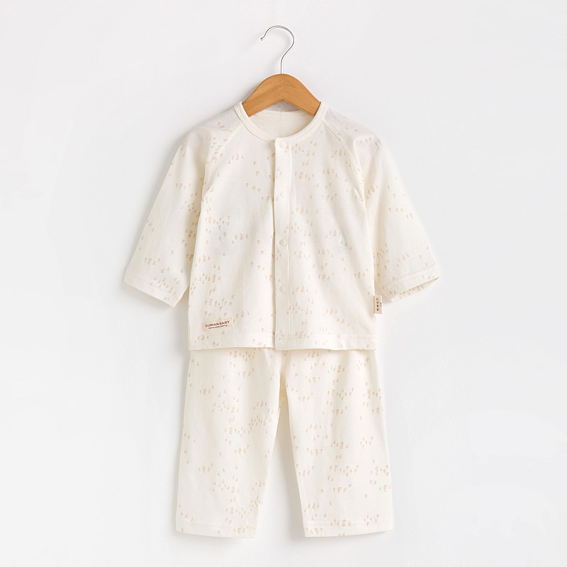 P8513-薄款长袖对开家居服套装